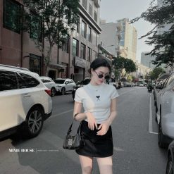 Áo thun nữ Baby Tee ôm body từ 35kg - 55kg in hình trái tim chữ A - AG1300