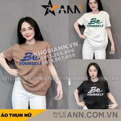 Áo Thun Nữ Cổ Tròn Form Vừa In Chữ Be yourself Size M(40-60kg) - AG1303