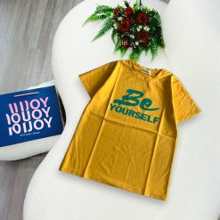 Áo Thun Nữ Cổ Tròn Form Vừa In Chữ Be yourself Size M(40-60kg) - AG1303