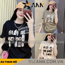 Áo Thun Nữ Cổ Tròn form vừa in chữ nổi size M(40-60kg) - AG1304