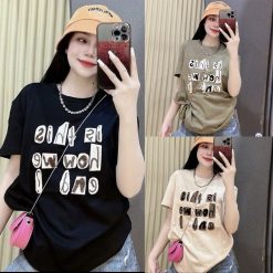 Áo Thun Nữ Cổ Tròn form vừa in chữ nổi size M(40-60kg) - AG1304