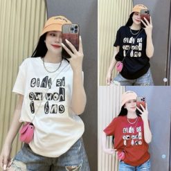 Áo Thun Nữ Cổ Tròn form vừa in chữ nổi size M(40-60kg) - AG1304