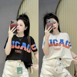 Áo Thun Nữ Cổ Tròn form vừa in chữ CHICAGO size M(40-60kg) - AG1305
