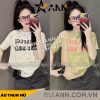 Áo Thun Nữ Loang Màu In Chữ Cổ Tròn form vừa size M(40-60kg) - AG1307