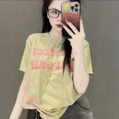 Áo Thun Nữ Loang Màu In Chữ Cổ Tròn form vừa size M(40-60kg) - AG1307