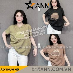 Áo Thun Nữ Cổ Tròn Thuê Hình Và Chữ form vừa size M(40-60kg) - AG1310