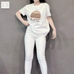 Áo Thun Nữ Cổ Tròn Thuê Hình Và Chữ form vừa size M(40-60kg) - AG1310