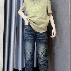 Áo Thun Nữ Cổ Tròn Thuê Hình Ngôi Sao Cười form vừa size M(40-60kg) - AG1311