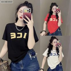 Áo Thun Nữ Cổ Tròn In Chữ ICE form vừa size M(40-60kg) - AG1314