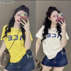 Áo Thun Nữ Cổ Tròn In Chữ ICE form vừa size M(40-60kg) - AG1314