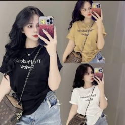 Áo Thun Nữ Cổ Tròn In Chữ Nhỏ form vừa size M(40-60kg) - AG1315