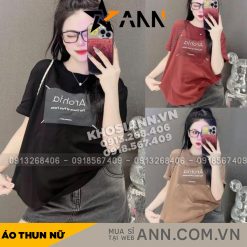 Áo Thun Nữ Cổ Tròn In Chữ Arohia form vừa size M(40-60kg) - AG1316