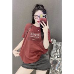 Áo Thun Nữ Cổ Tròn In Chữ Arohia form vừa size M(40-60kg) - AG1316