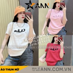 Áo Thun Nữ Cổ Tròn Thuê Chữ I AM GREAT form vừa size M(40-60kg) - AG1318