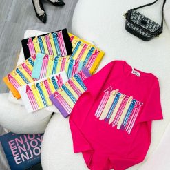 Áo Thun Nữ Cổ Tròn Form Đại In Hình Chữ Vạch màu Size XL(65-85kg) - AG1319