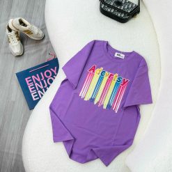 Áo Thun Nữ Cổ Tròn Form Đại In Hình Chữ Vạch màu Size XL(65-85kg) - AG1319