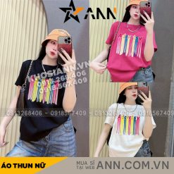 Áo Thun Nữ Cổ Tròn Form Đại In Hình Chữ Vạch màu Size XL(65-85kg) - AG1319
