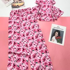 Đồ bộ mango quần dài áo sát nách in hoạ tiết - DBO4380