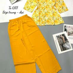 Đồ bộ trung niên mango quần dài trơn áo in bông có 2 size - DBO4383