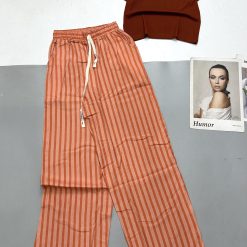 Đồ bộ mặc nhà quần dài sọc áo tay ngắn trơn - DBO4387