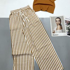 Đồ bộ mặc nhà quần dài sọc áo tay ngắn trơn - DBO4387