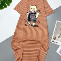 Đầm form suông tay ngắn cổ tròn in hình gấu The Pooh - DBO4389