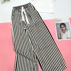 Đồ bộ mặc nhà cao cấp quần dài sọc áo tay ngắn trơn - DBO4390