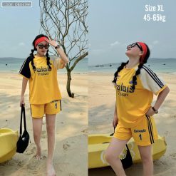 Đồ bộ thun nữ quần đùi in chữ PALAIS form rộng 65kg - DBO4396