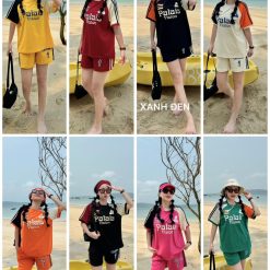 Đồ bộ thun nữ quần đùi in chữ PALAIS form rộng 65kg - DBO4396