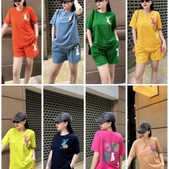 Đồ bộ thun nữ quần đùi in con thỏ bên trái form rộng 65kg - DBO4399