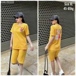 Đồ bộ thun nữ quần lững in con thỏ bên trái form rộng 65kg - DBO4400