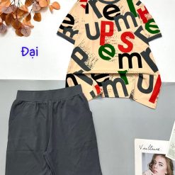 Đồ bộ quần lửng màu trơn áo tay ngắn in nhiều chữ - DBO4401