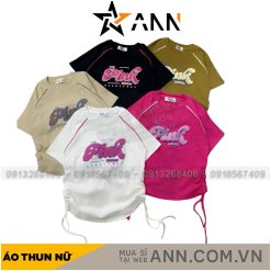 Áo thun nữ Baby Tee ôm body từ 35kg - 55kg in chữ Pink - AG1324