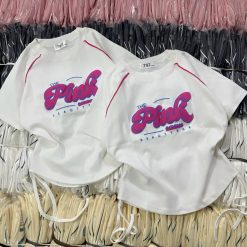 Áo thun nữ Baby Tee ôm body từ 35kg - 55kg in chữ Pink - AG1324