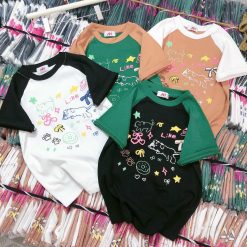Áo thun nữ Baby Tee ôm body từ 35kg - 55kg in nhiều hình chú mèo - AG1325