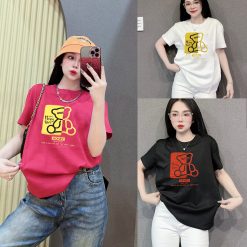 Áo Thun Nữ Cổ Tròn Form Đại In Hình Gấu Size XL(65-85kg) - AG1327