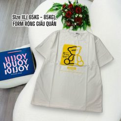 Áo Thun Nữ Cổ Tròn Form Đại In Hình Gấu Size XL(65-85kg) - AG1327