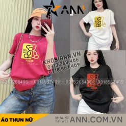 Áo Thun Nữ Cổ Tròn Form Đại In Hình Gấu Size XL(65-85kg) - AG1327