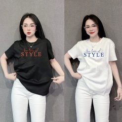 Áo Thun Nữ Cổ Tròn Form Đại In Chữ STYLE Size XL(65-85kg) - AG1328