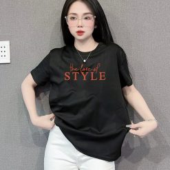 Áo Thun Nữ Cổ Tròn Form Đại In Chữ STYLE Size XL(65-85kg) - AG1328