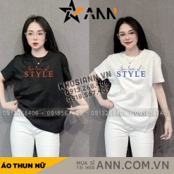 Áo Thun Nữ Cổ Tròn Form Đại In Chữ STYLE Size XL(65-85kg) - AG1328