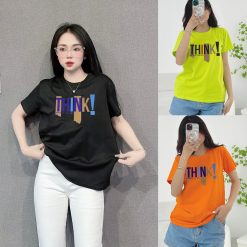 Áo Thun Nữ Cổ Tròn Form Đại In Chữ THINK Size XL(65-85kg) - AG1329