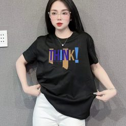 Áo Thun Nữ Cổ Tròn Form Đại In Chữ THINK Size XL(65-85kg) - AG1329