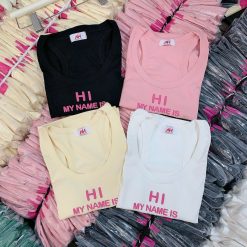 Áo thun nữ sát nách Baby Tee ôm body từ 35kg - 55kg in Chữ HI - AG1332