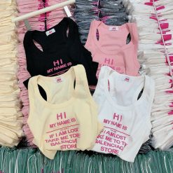 Áo thun nữ sát nách Baby Tee ôm body từ 35kg - 55kg in Chữ HI - AG1332
