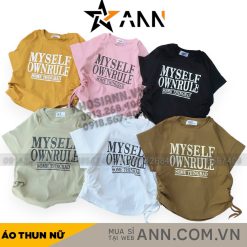 Áo thun nữ có dây rút in chữ MYSELF Baby Tee ôm body từ 35kg - 55kg - AG1337
