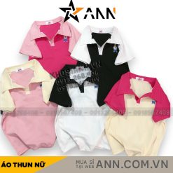 Áo thun nữ Cổ Bẻ thuê logo gấu Baby Tee ôm body từ 35kg - 55kg - AG1341