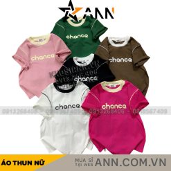 Áo thun nữ Baby Tee ôm body từ 35kg - 55kg in chữ CHANCE - AG1345