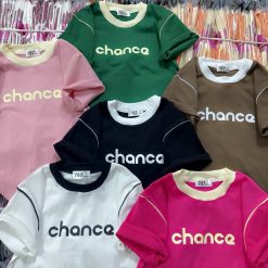 Áo thun nữ Baby Tee ôm body từ 35kg - 55kg in chữ CHANCE - AG1345