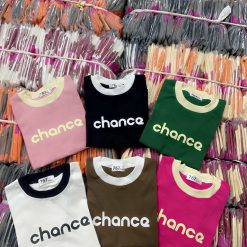 Áo thun nữ Baby Tee ôm body từ 35kg - 55kg in chữ CHANCE - AG1345